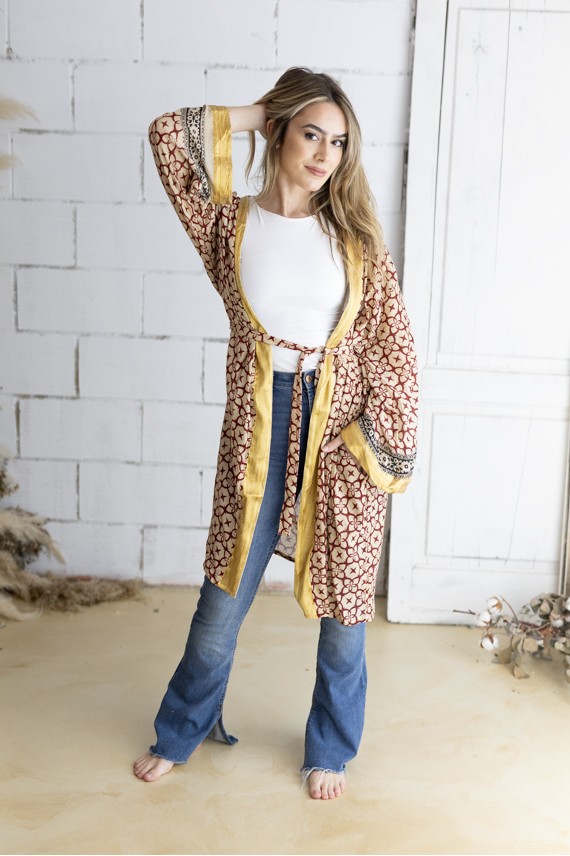 Kimono Sowa Algodón Orgánico Block Print