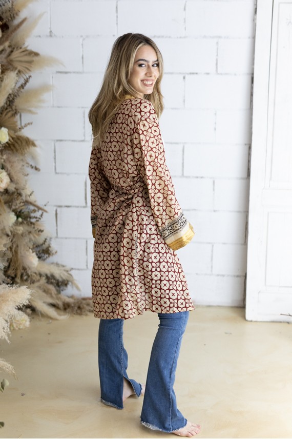 Kimono Sowa Algodón Orgánico Block Print