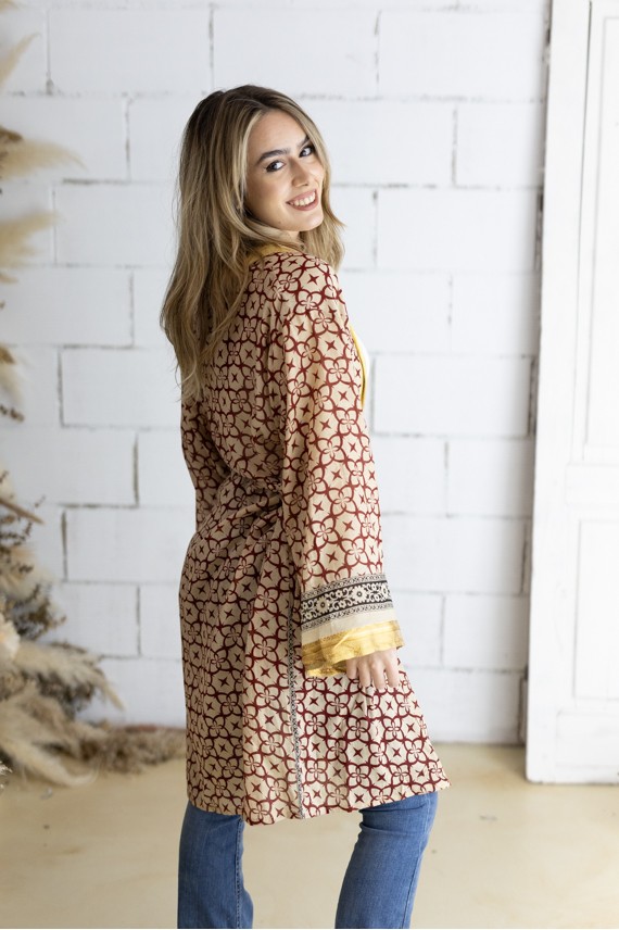 Kimono Sowa Algodón Orgánico Block Print