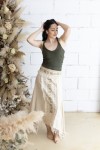 Falda Larga Asimétrica Algodón Nude Bordado Étnico