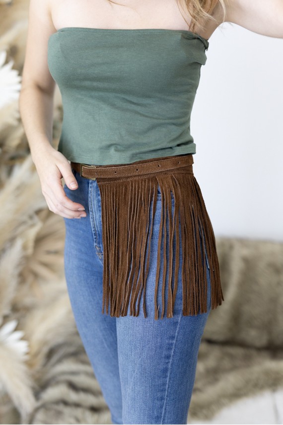 Cinturón de Ante Espíritu Libre Piel Sostenible y Hebilla Bronce