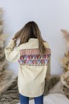 Chaqueta Oversize Algodón Beige Bordado Étnico