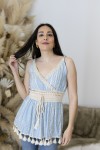 Top Boho de Viscosa con Cenefa de Algodón y Borlas