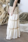 Falda Larga Algodón Cintura Bordada Piedras Naturales