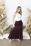 Falda Larga vuelo Boho Algodón con Sobrefalda de Punto Teja