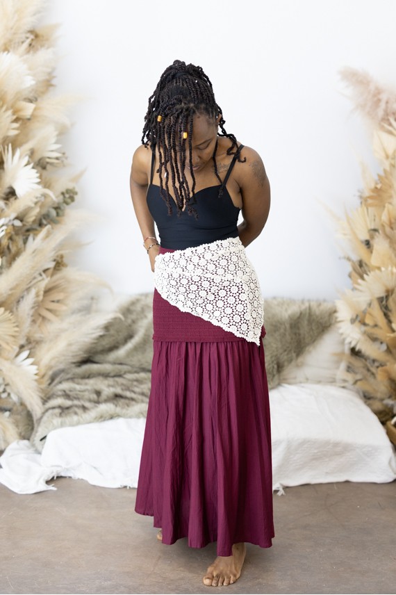 Pareo Algodón Crochet Floral Calado Geométrico Beige