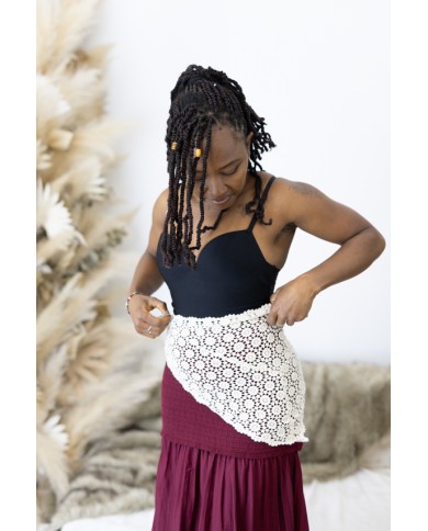 Pareo Algodón Crochet Floral Calado Geométrico Beige