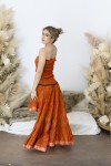 Vestido Asimétrico Seda Estampado Sari Naranja