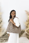 Bolso Shopper Algodón Estampado Leopardo Asa corta