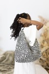 Bolso Shopper  Algodón Estampado Cebra Asa Corta
