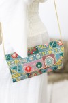 Bolso Clutch Banjara Blanco Bordado Flores Invitada
