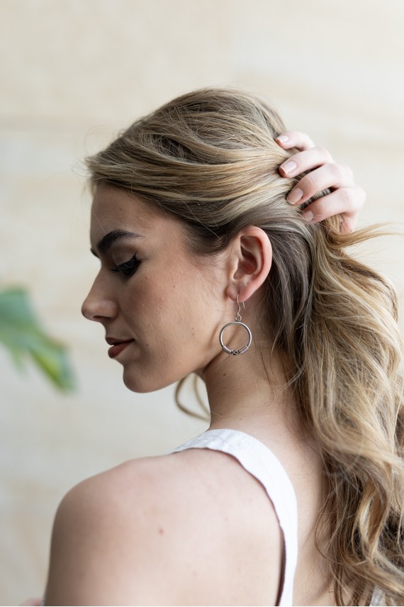 Pendientes Aro Bali Colgante Plata Muelle Central