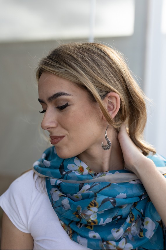 Pendientes Plata Vieja Tribal Curva Étnica