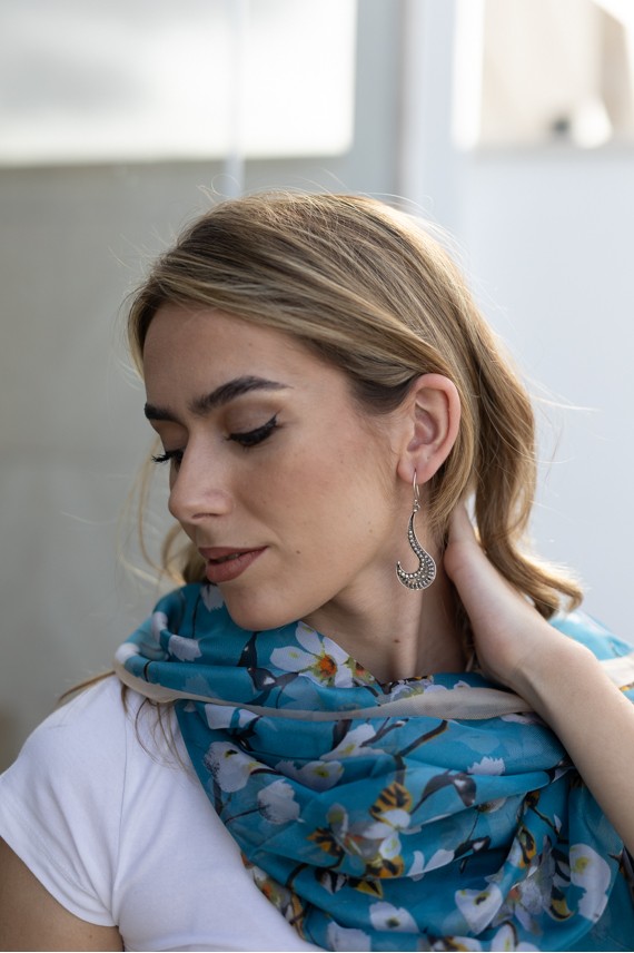 Pendientes Plata Vieja Tribal Curva Étnica