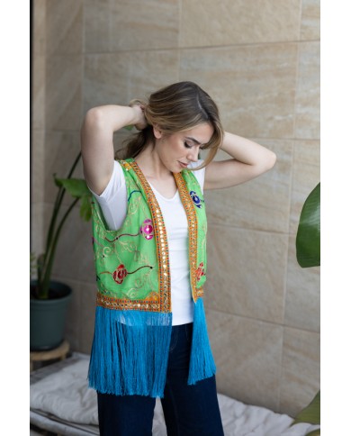 Chaleco Mía India Seda Flecos