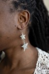 Pendientes de Plata de Ley 925 Estrellas Colgantes Florales