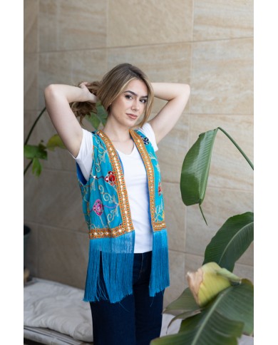 Chaleco Mía India Seda Flecos