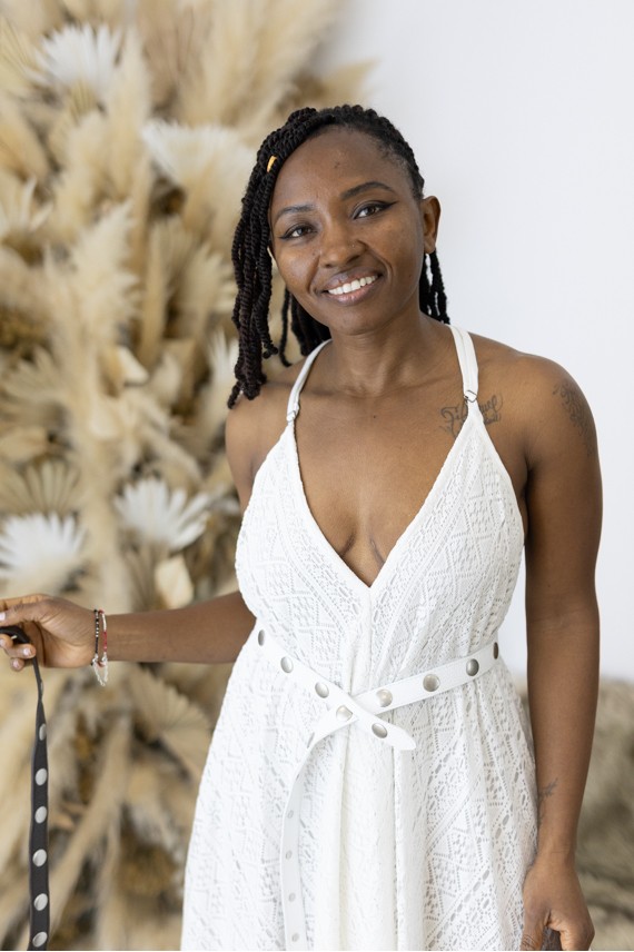 Vestido Largo Asimétrico de Algodón Calado Blanco