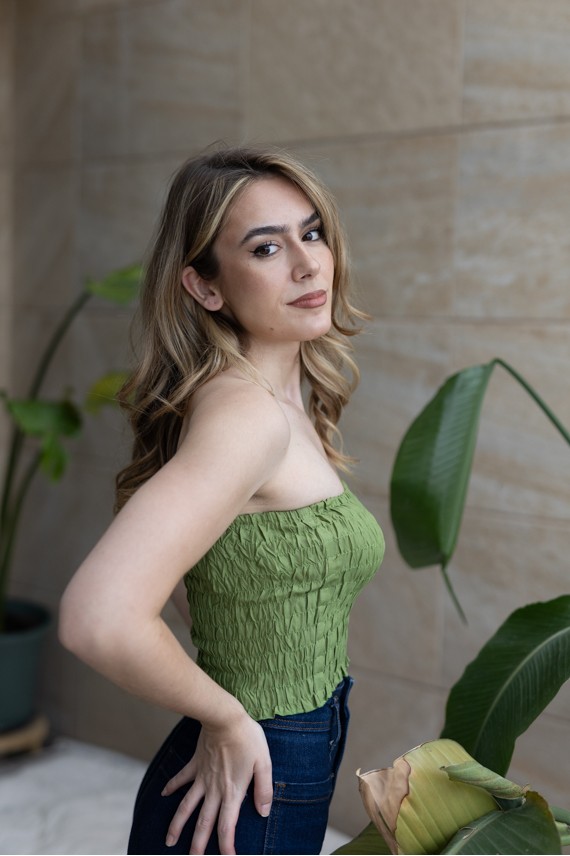 Top Palabra de Honor Viscosa Verde Elástica