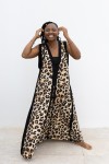 Vestido Largo Oversize Animal Print Escote en V y Bandeau Negro