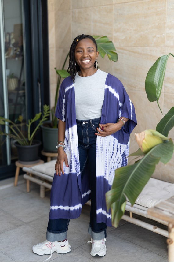 Kimono Largo Tie-Dye Viscosa Violeta Índigo