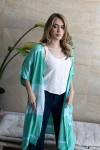 Kimono Largo Tie-Dye Viscosa Verde Agua