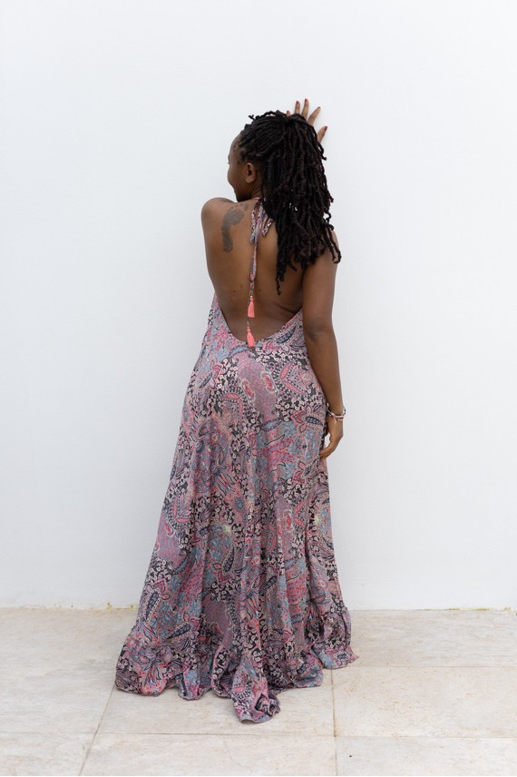 Vestido Largo halter afrodita seda