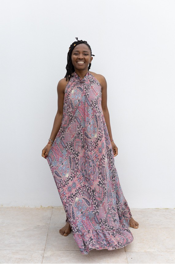 Vestido Largo halter afrodita seda