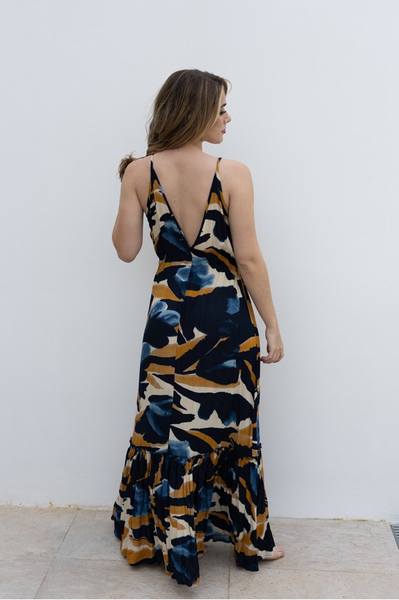 Vestido Largo Viscosa Estampado Natura