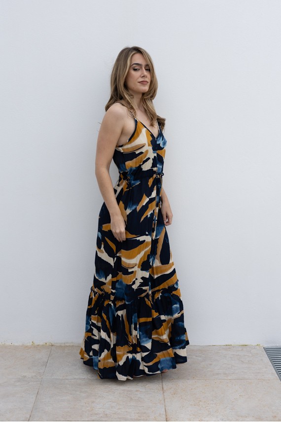 Vestido Largo Viscosa Estampado Natura