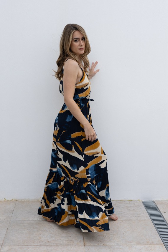 Vestido Largo Viscosa Estampado Natura