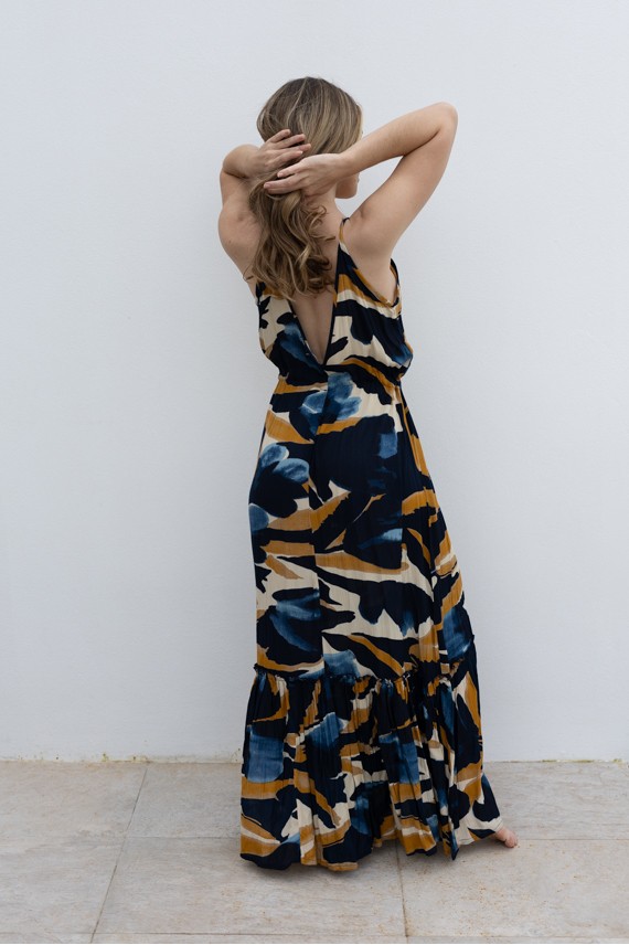 Vestido Largo Viscosa Estampado Natura