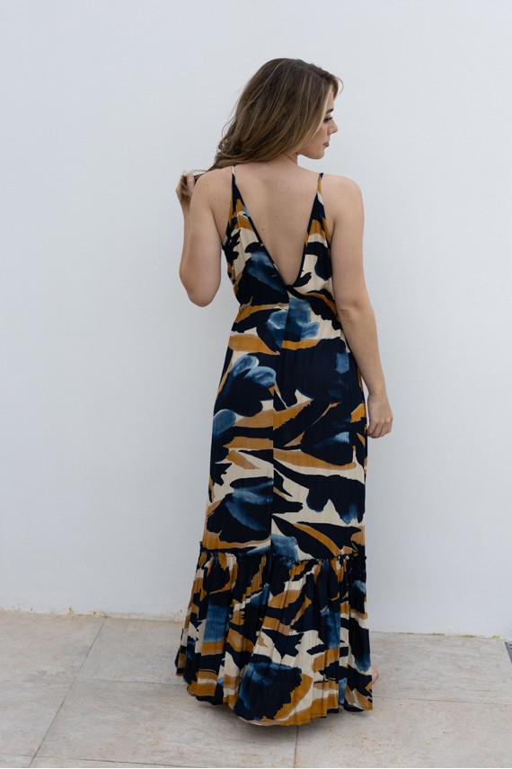 Vestido Largo Viscosa Estampado Natura