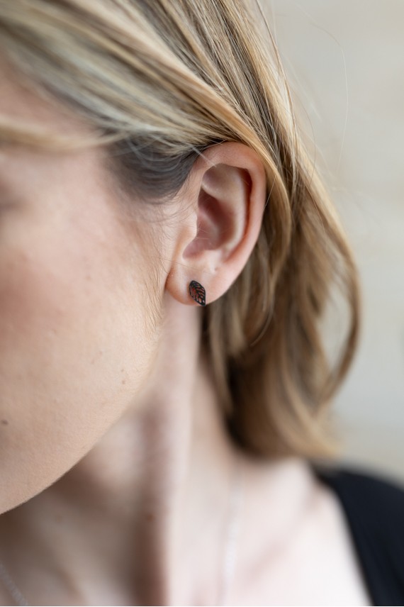 Conjunto Acero Pendientes y Colgante Leaf