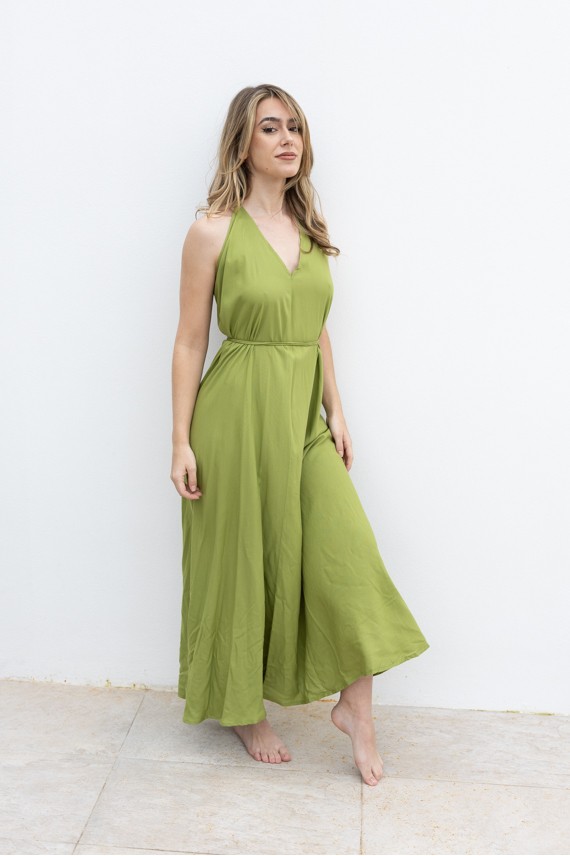 Vestido largo viscosa espalda descubierta