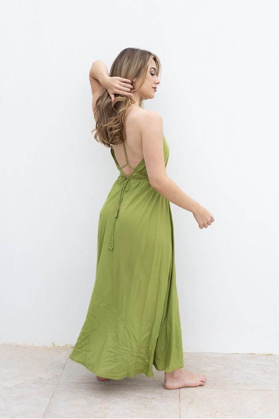 Vestido largo viscosa espalda descubierta