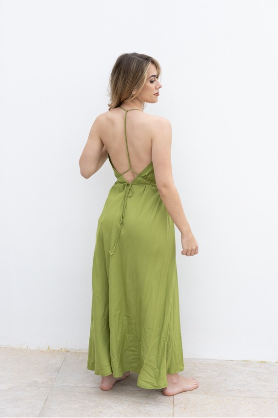 Vestido largo viscosa espalda descubierta