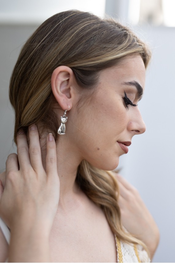 Pendientes de Zamak Gatito Boho