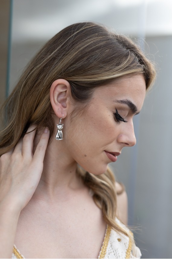 Pendientes de Zamak Gatito Boho