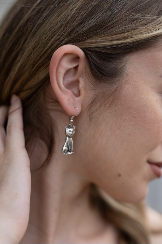 Pendientes de Zamak Gatito Boho