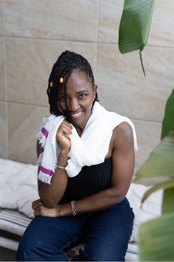 Pañuelo Foulard Modal Blanco Roto Bandas Multicolor