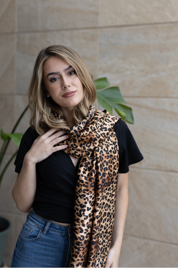 Pañuelo Pareo Satinado Animal Print Seda Feel