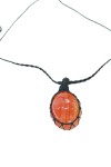 Collar Piedra Carneola Ovalada Hilo Encerado Negro