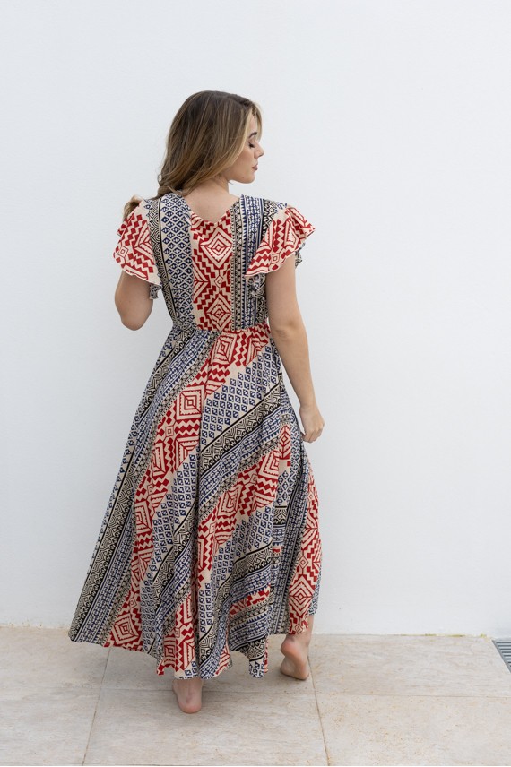 Vestido Largo Boho Algodón Block Print