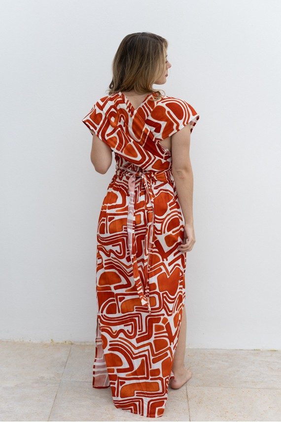 Vestido Largo Multiposición Caldera Viscosa Estampado Graffiti