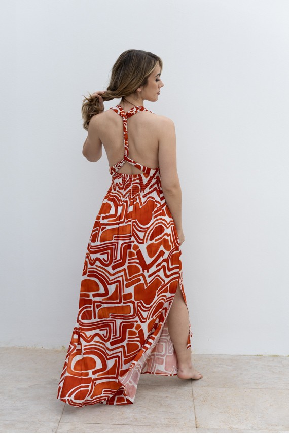 Vestido Largo Multiposición Caldera Viscosa Estampado Graffiti