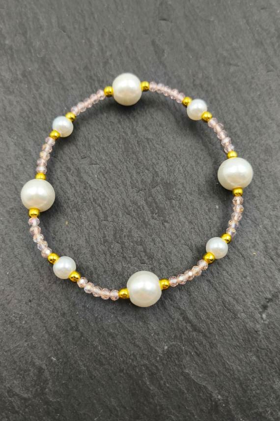 Pulsera Perlas y Piedras Cristalizadas
