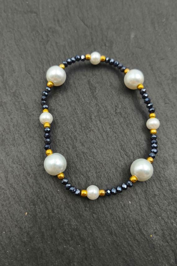 Pulsera Perlas y Piedras Cristalizadas