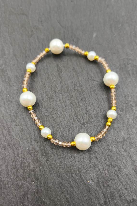 Pulsera Perlas y Piedras Cristalizadas