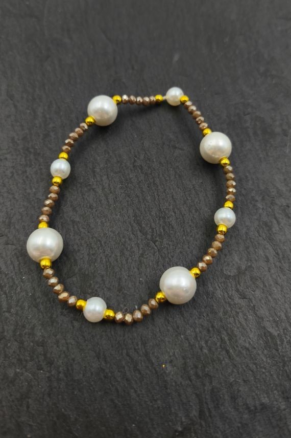 Pulsera Perlas y Piedras Cristalizadas